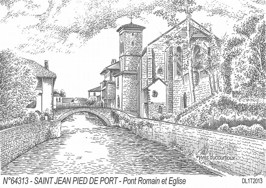 N 64313 - ST JEAN PIED DE PORT - pont romain et glise